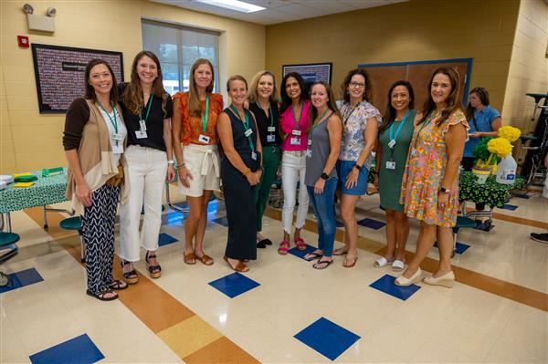 Volunteers on the first day of kindergarten
